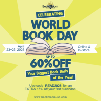 Green Joyful World Book Day Sale Square template