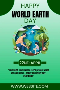 Green Joyful World Earth Day  Pinterest Graphic template