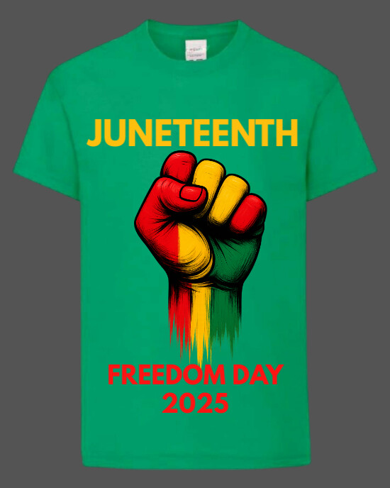 Green Juneteenth power fist t shirt mockup Instagram Portrait template