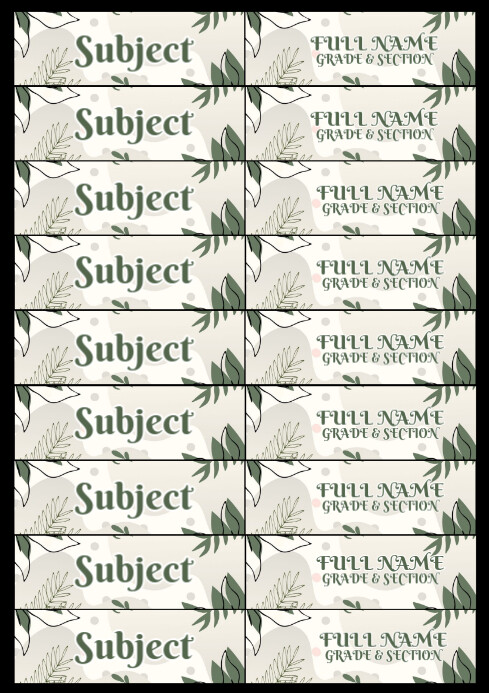 Green Leaf Editable Label Tags A4 template