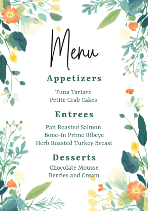 Green leaf restaurant menu a2 Template | PosterMyWall