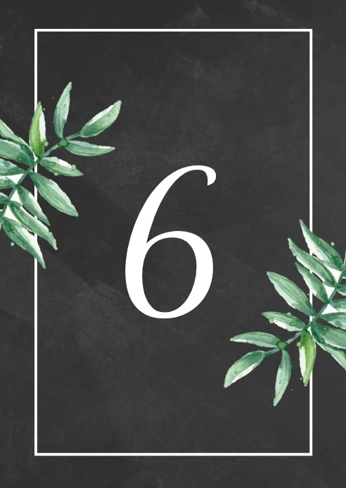 Green leaf Wedding Table Number Template | PosterMyWall