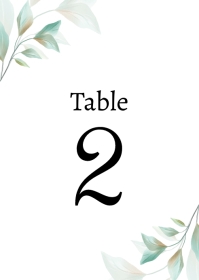 Green leaf Wedding Table Number Template | PosterMyWall