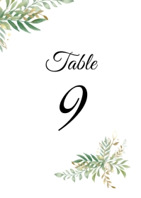 Green leaf Wedding Table Number Template | PosterMyWall