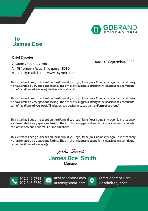 Green Letter Heads Template | PosterMyWall