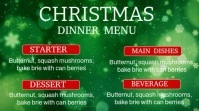 Green List-based Christmas Dinner Menu Template Digital Display (16:9)