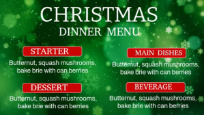 Green List-based Christmas Dinner Menu Template Digital Display (16:9)