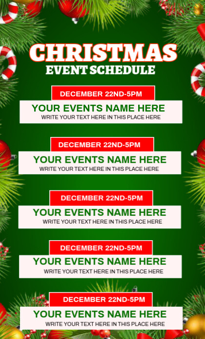 Green List-based Christmas Events Schedule Invitation Template Us Legal