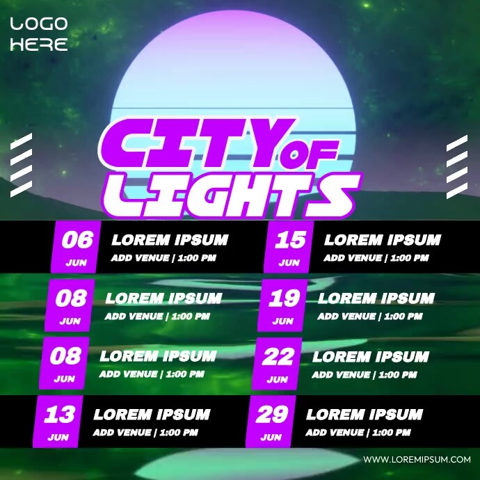Green List-based City Of Lights Schedule Inst Instagram 帖子 template