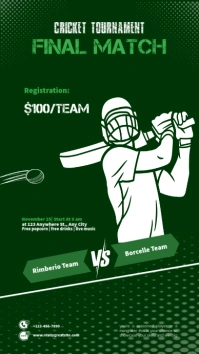 Green List-based Cricket Tournament Digital Display (9:16) template