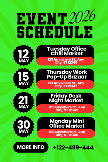 Green Event Schedule Posters Template | PosterMyWall