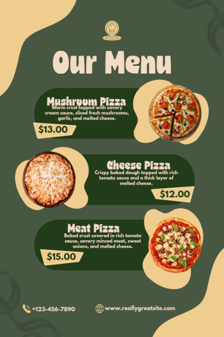 Green List-based Pizza Menu Poster Template | PosterMyWall