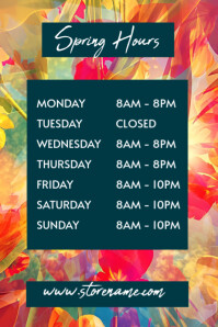 White Spring Opening Hours A1 Template | PosterMyWall