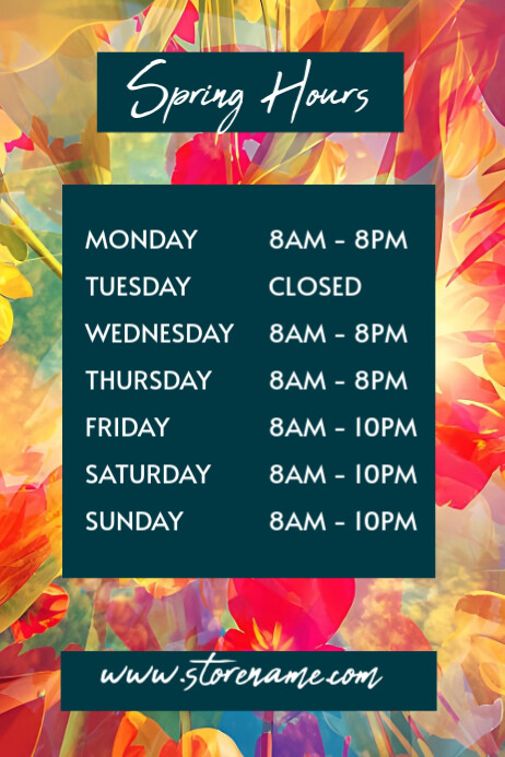 Green List-based Spring Business Hours Template Poster
