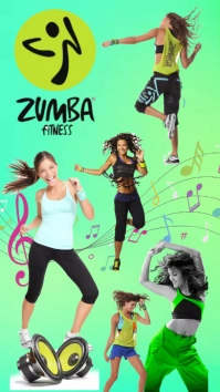 Green List-based Zumba Fitness Poster Pantall Ekran reklamowy (9:16) template