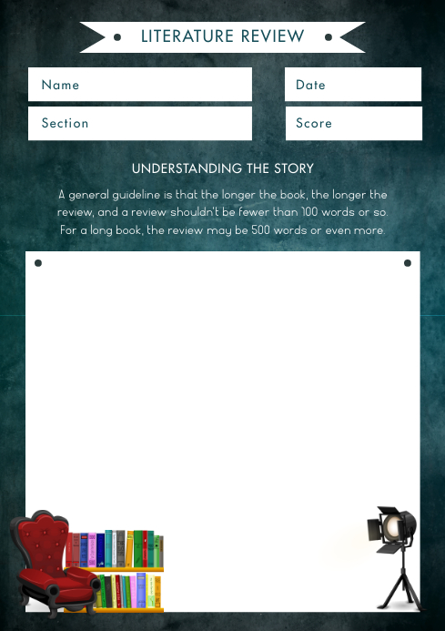 Green Literature Review Class Worksheet A4 template