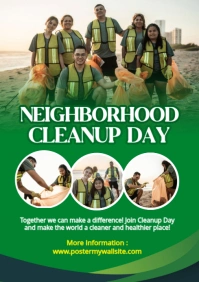 Green Maksimalis Neighborhood Clean Up A4 template