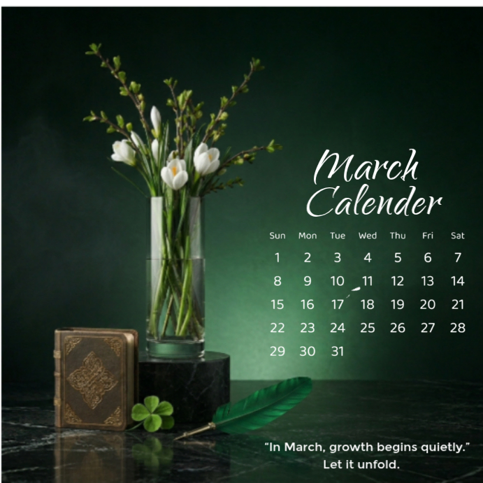 March Post Plantilla de Green March Calendar Instagram Post | PosterMyWall