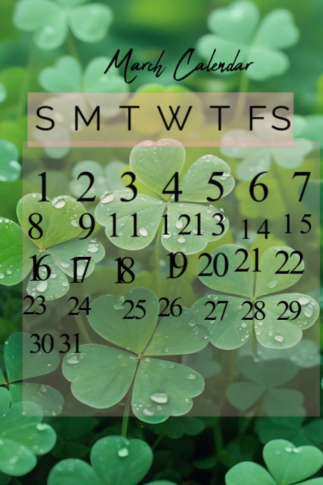 Green march calendar poster Template | PosterMyWall