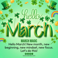 Green March Celebration Instagram Post template