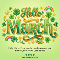 Green March Celebration Square template