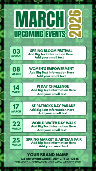 Modèle Green March Events | March upcoming events Instagram Story ...