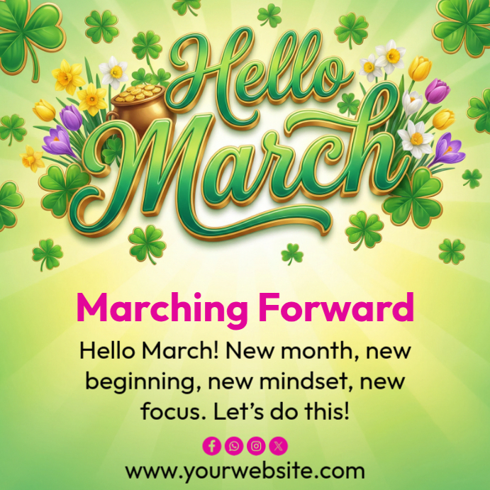 Green March Motivation Instagram Post Template | PosterMyWall