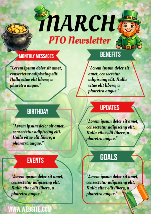 Green March PTO Newsletter A4 Template | PosterMyWall