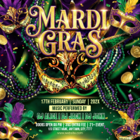 Green Mardi Gras Party Instagram Post template