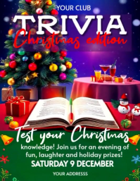 Green Christmas Trivia Night Flyer Template