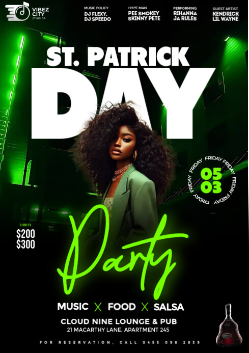 Green Maximalist 3d Saint Patrick's Day Party Event Flyer A4 template