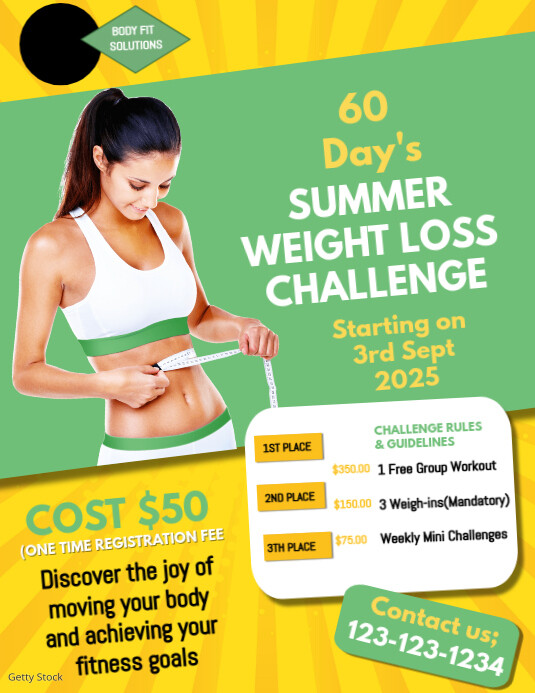 Green Maximalist 60 Days Weight Loss Challenge Flyer (us Letter) template