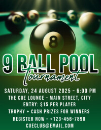 Green Maximalist 8 Ball Pool Tournament Flyer Flyer (us Letter) template