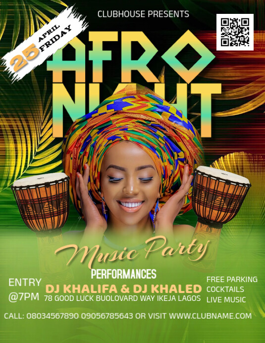 Copy of Green Maximalist Afro Beat Night Party Flyer (us Letter ...
