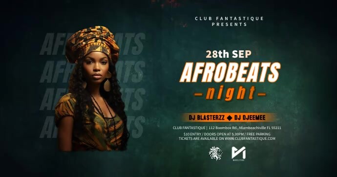 Green Maximalist Afrobeat Party Facebook Fac Template | PosterMyWall