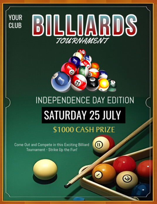 Green Maximalist Billiards Flyer (us Letter) Iflaya (Incwadi ye-US) template