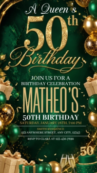 Green Birthday Celebration Instagram-Story Template