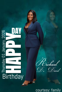 Green Maximalist Birthday Flyer Pinterest Graphic template