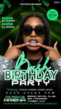 Green Maximalist Birthday Party Flyer  Digital Display (9:16) template