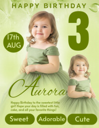 Green Maximalist Birthday Template For Girls Flyer (us Letter)