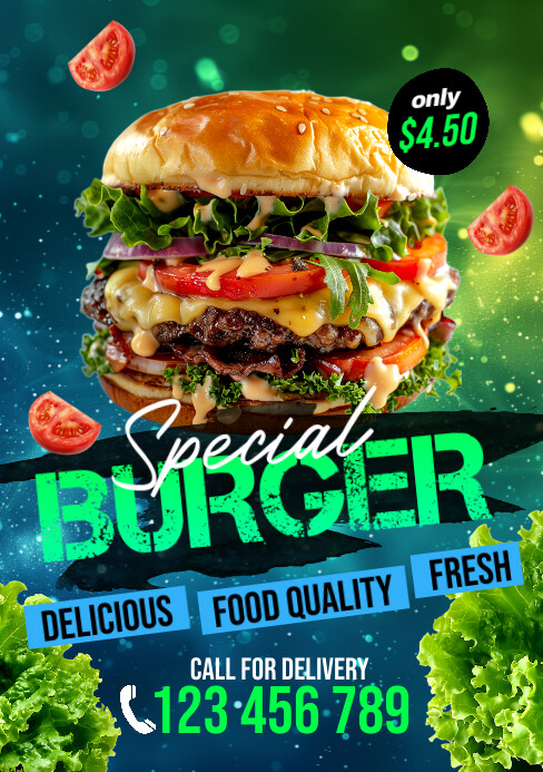 Green Maximalist Burger A5 template