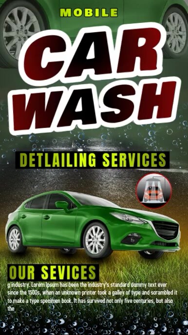 Green Maximalist Carwash Services Flyer Instagram Reel template