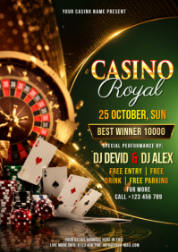 Green Casino Night Event A4 Template