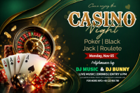 สีเขียว Casino Night Event Poster Template