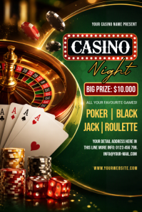Green Casino Night Event Cartaz Template