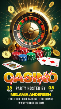Green Maximalist  Casino Night Party Instagram Story template