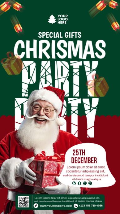 Green Maximalist Chrismas Party Instagram Story Template | PosterMyWall