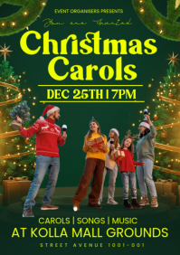 Green Maximalist Christmas Carols Flyer  A3 template