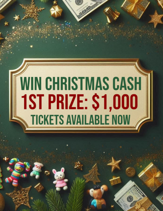 Copy of Green Maximalist Christmas Cash Raffle Flyer (us Letter ...