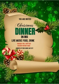 Green Maximalist Christmas Dinner  A3 template